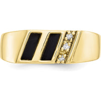 14K Yellow Gold Men's Band Ring with Round and Baguette Stone Settings - Polished Finish by 0