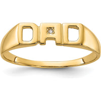 14K Yellow Gold Men's Band Ring with Round Diamond Accent - 0.004 Carat Total Diamond Weight by IBGoodman