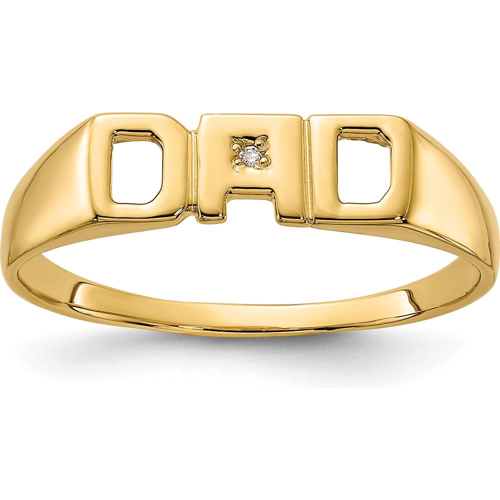 14K Yellow Gold Men's Band Ring with Round Diamond Accent - 0.004 Carat Total Diamond Weight by IBGoodman