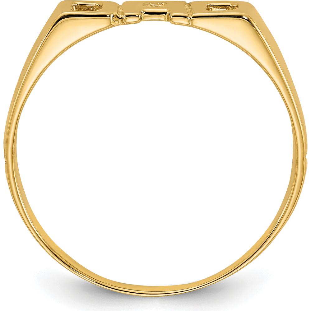 14K Yellow Gold Men's Band Ring with Round Diamond Accent - 0.004 Carat Total Diamond Weight by IBGoodman