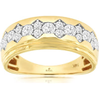 14K Yellow Gold Men's Band Ring with Round Diamonds - 1.00 Carat Total Diamond Weight - Royal Jewelry