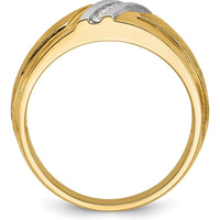 14K Yellow Gold Men's Band with 6 Round Diamonds and White Rhodium Accents - 1/20 Carats Total Diamond Weight by IBGoodman