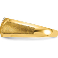 14K Yellow Gold Men's Band with 6 Round Diamonds and White Rhodium Accents - 1/20 Carats Total Diamond Weight by IBGoodman
