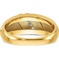 14K Yellow Gold Men's Band with 6 Round Diamonds and White Rhodium Accents - 1/20 Carats Total Diamond Weight by IBGoodman