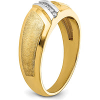 14K Yellow Gold Men's Band with 6 Round Diamonds and White Rhodium Accents - 1/20 Carats Total Diamond Weight by IBGoodman