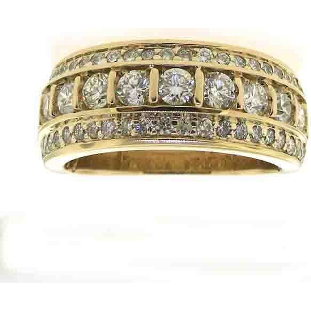 14K Yellow Gold Men's Band with Channel and Bead Set Round Diamonds - 2.01 Carat Total Diamond Weight by Auriventus