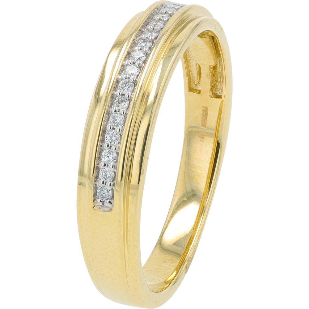 14K Yellow Gold Men's Band with Channel-Set Round Diamonds - 0.10 Carat Total Diamond Weight