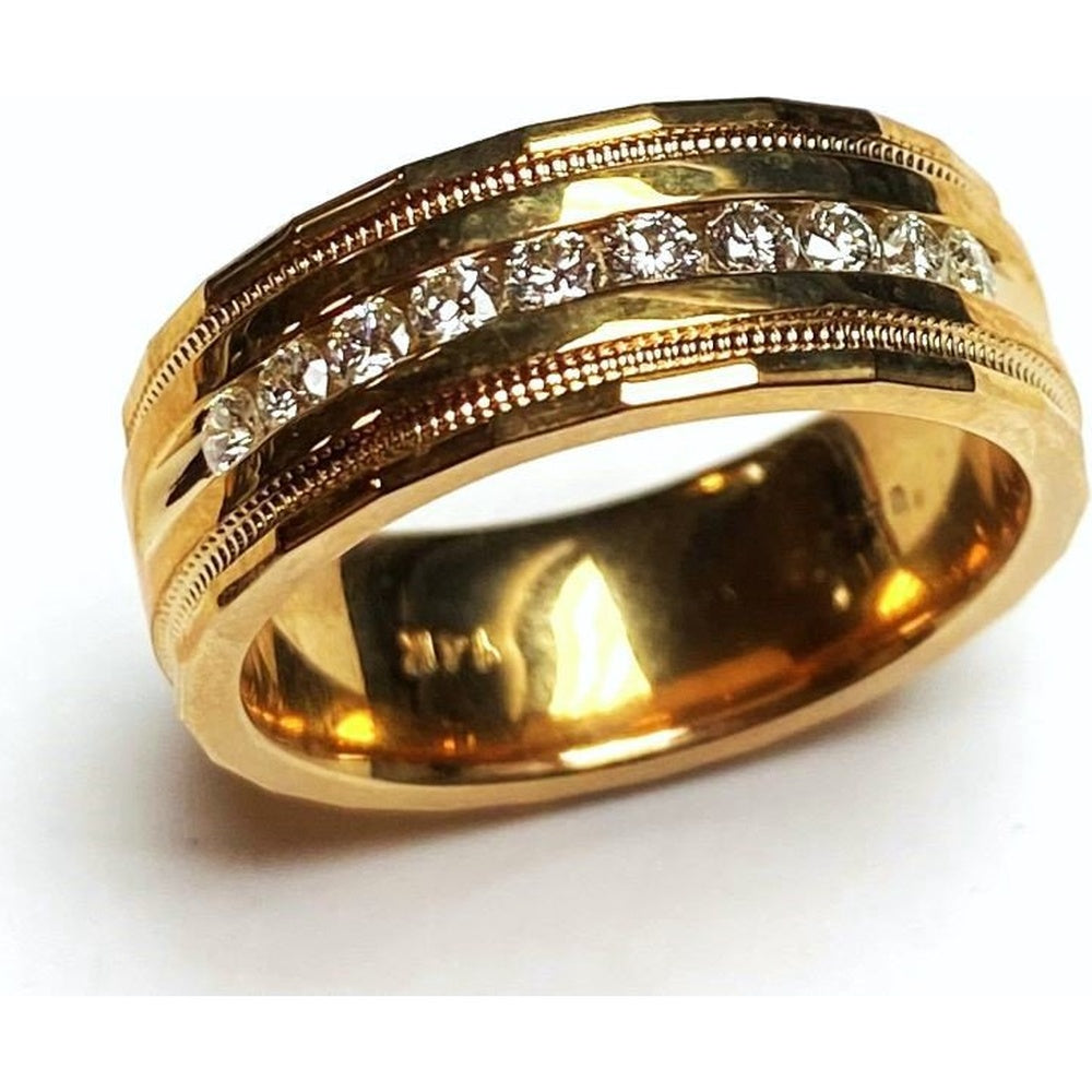 14K Yellow Gold Men's Band with Channel Set Round Diamonds - 0.48 Carat Total Diamond Weight by Auriventus
