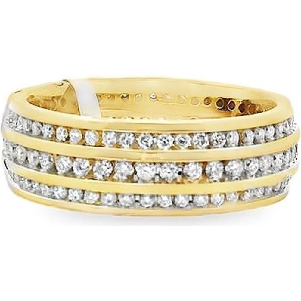14K Yellow Gold Men's Band with Prong-Set Round Diamonds - 1.51 Carat Total Diamond Weight by Auriventus