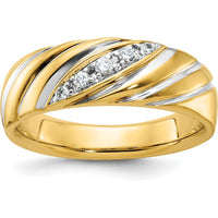 14K Yellow Gold Men's Band with Round Diamonds - 1/6 Carats Total Diamond Weight by IBGoodman