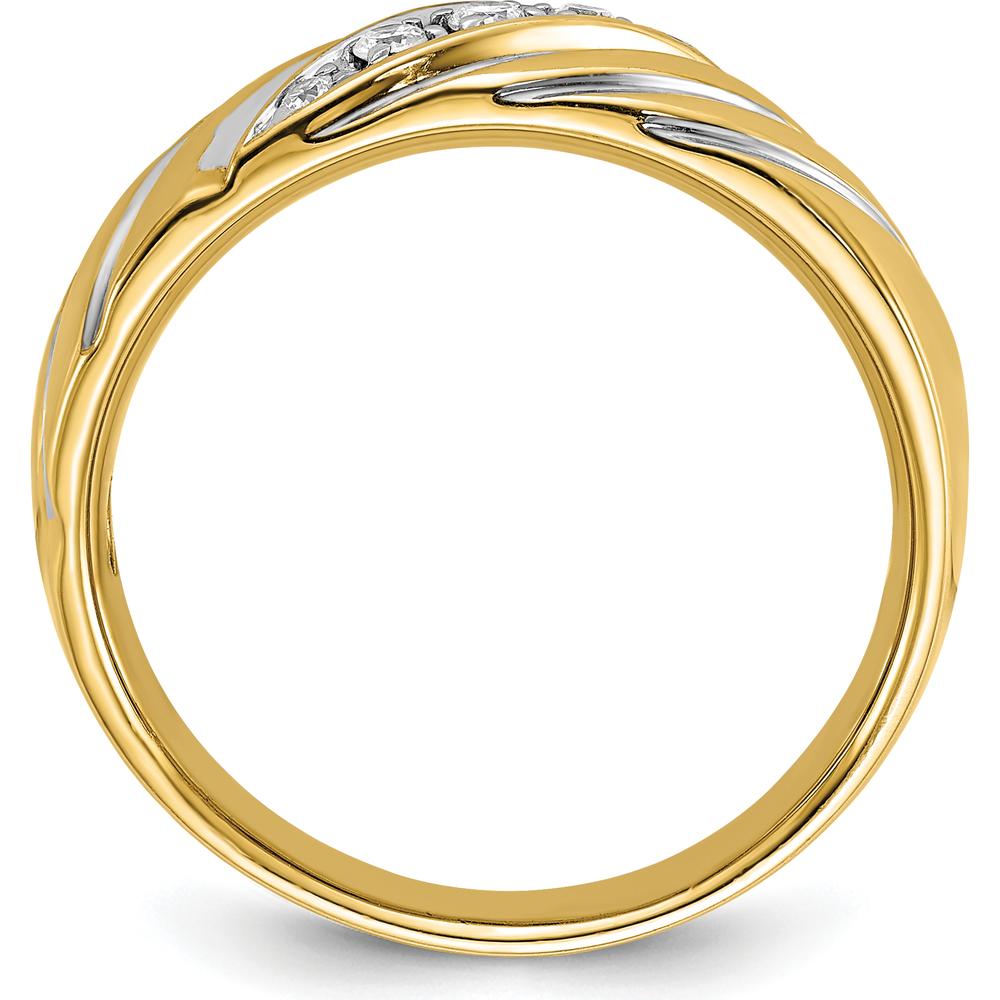 14K Yellow Gold Men's Band with Round Diamonds - 1/6 Carats Total Diamond Weight by IBGoodman