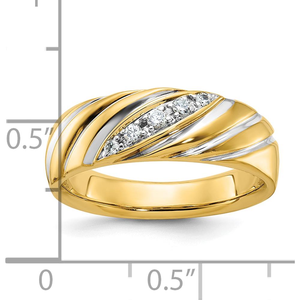 14K Yellow Gold Men's Band with Round Diamonds - 1/6 Carats Total Diamond Weight by IBGoodman