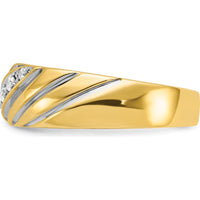14K Yellow Gold Men's Band with Round Diamonds - 1/6 Carats Total Diamond Weight by IBGoodman