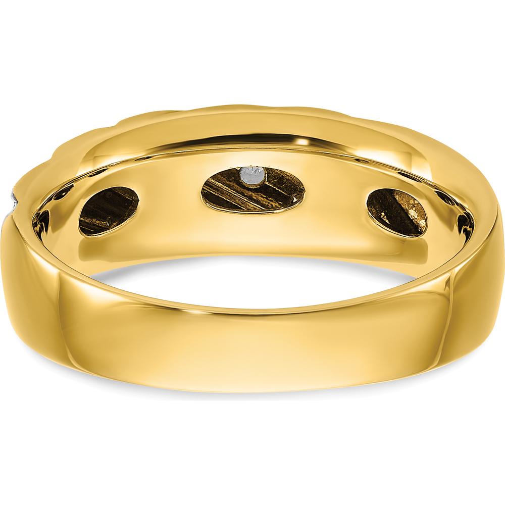 14K Yellow Gold Men's Band with Round Diamonds - 1/6 Carats Total Diamond Weight by IBGoodman