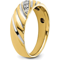 14K Yellow Gold Men's Band with Round Diamonds - 1/6 Carats Total Diamond Weight by IBGoodman