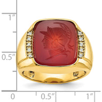 14K Yellow Gold Men's Carnelian and 1/10 Carats Diamond Ring by IBGoodman