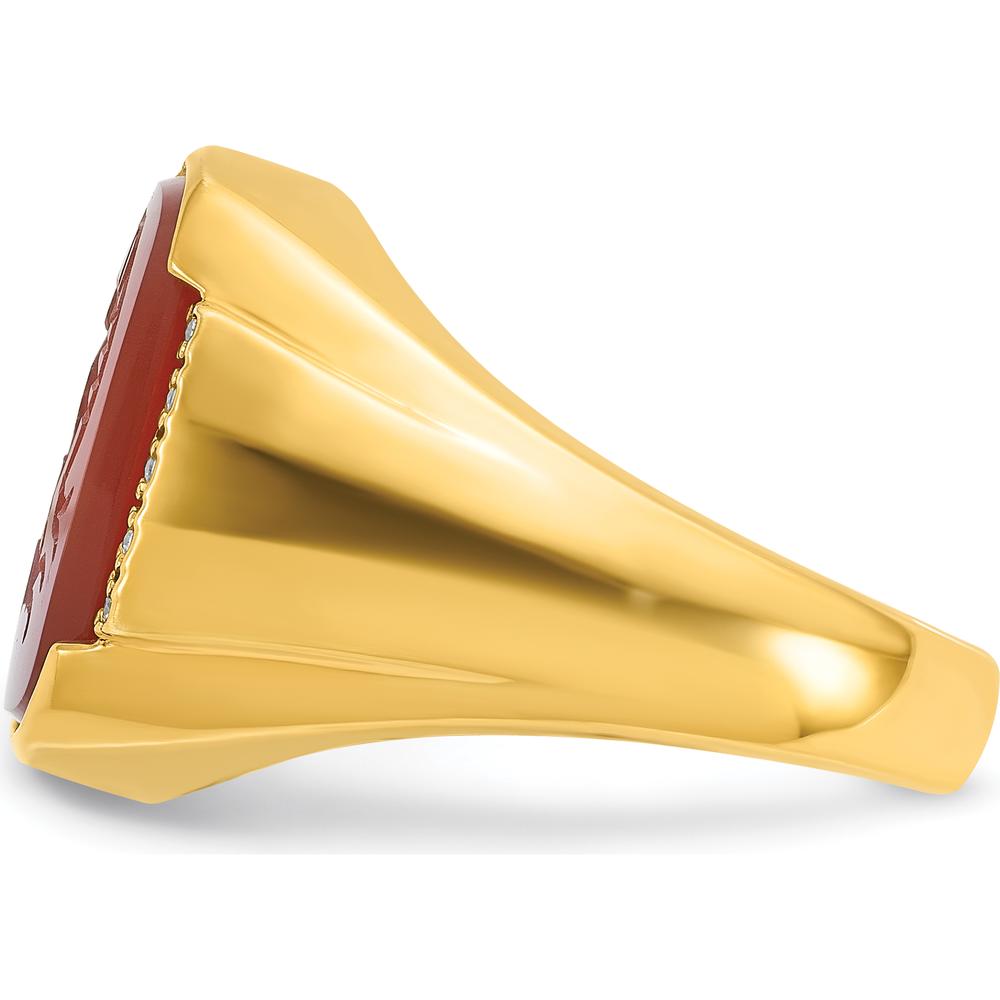 14K Yellow Gold Men's Carnelian and 1/10 Carats Diamond Ring by IBGoodman