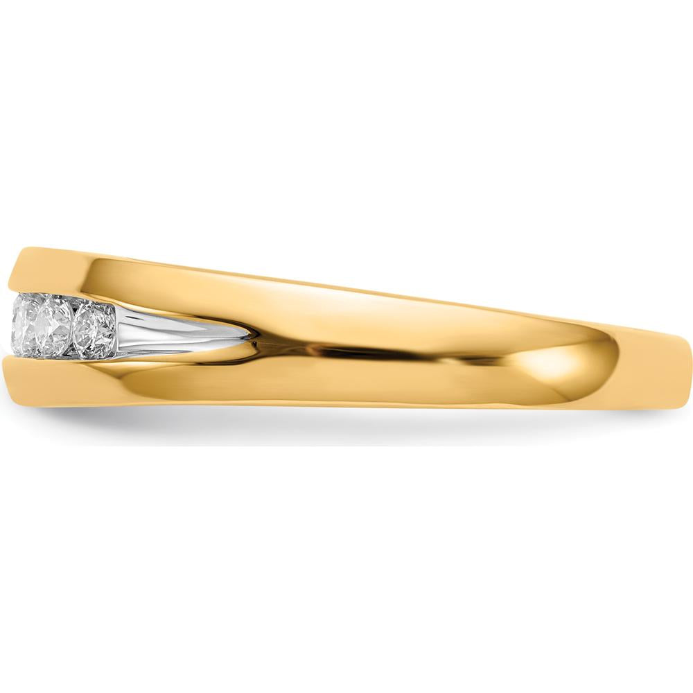 14K Yellow Gold Men's Channel Ring with Round Diamonds - 0.28 Carat Total Diamond Weight by 0