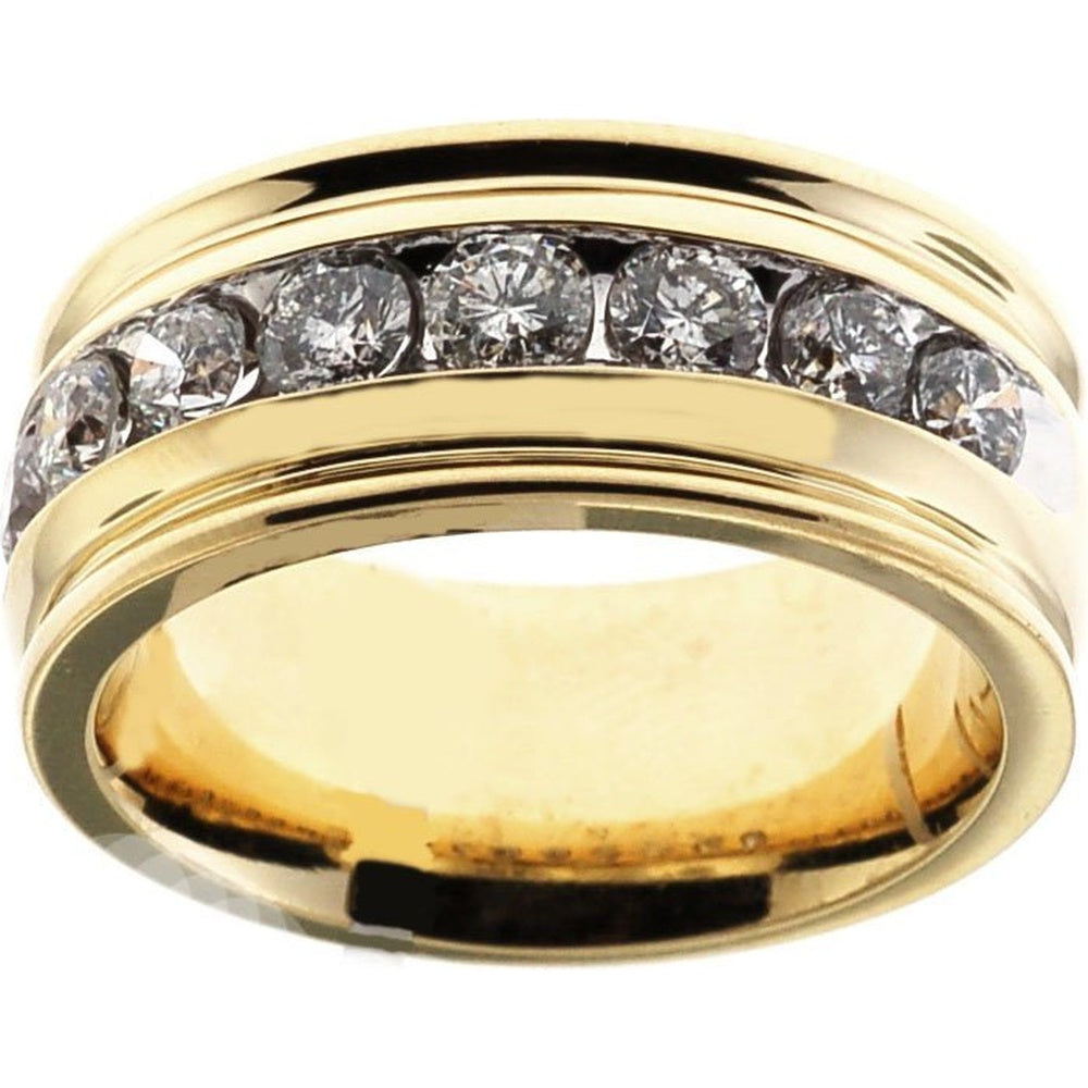 14K Yellow Gold Men's Channel Set Band with Round Brilliant Cut Diamonds - 2.08 Carat Total Diamond Weight by Auriventus