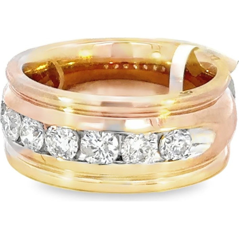 14K Yellow Gold Men's Channel Set Band with Round Brilliant Cut Diamonds - 2.08 Carat Total Diamond Weight by Auriventus