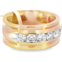 14K Yellow Gold Men's Channel Set Band with Round Brilliant Cut Diamonds - 2.08 Carat Total Diamond Weight by Auriventus