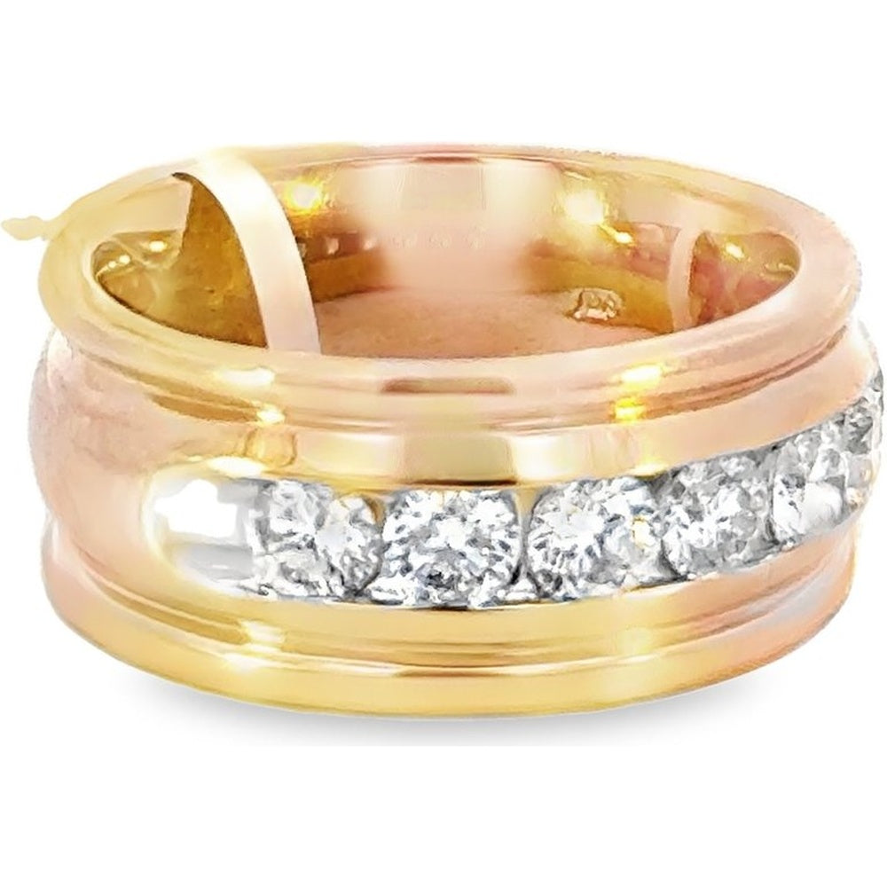 14K Yellow Gold Men's Channel Set Band with Round Brilliant Cut Diamonds - 2.08 Carat Total Diamond Weight by Auriventus