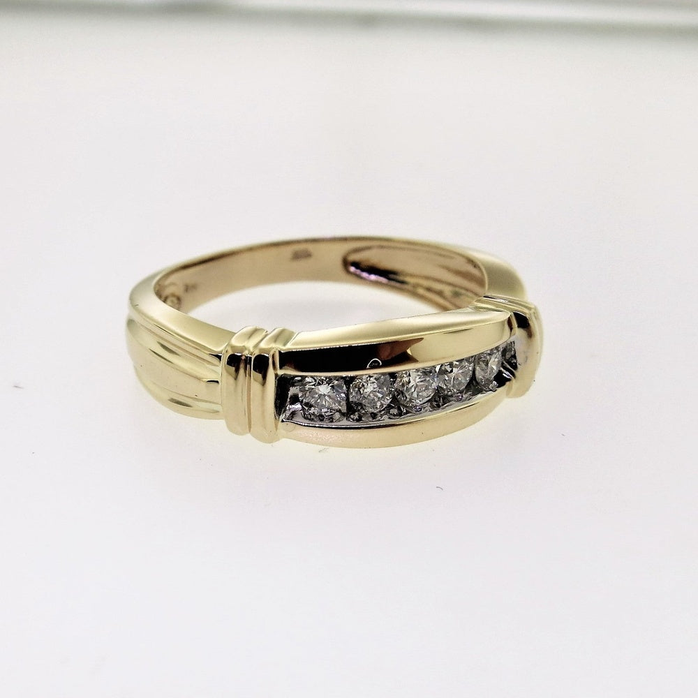 14K Yellow Gold Men's Channel-Set Round Diamond Band - 0.34 Carat Total Diamond Weight by Auriventus