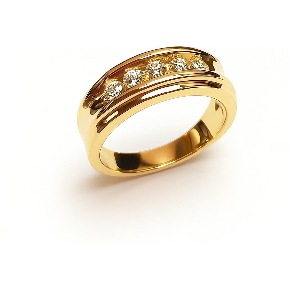14K Yellow Gold Men's Channel-Set Round Diamond Band - 0.55 Carat Total Diamond Weight by Auriventus