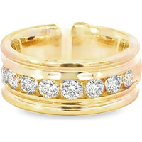 14K Yellow Gold Men's Channel Set Round Diamond Band - 1.65 Carat Total Diamond Weight by Auriventus