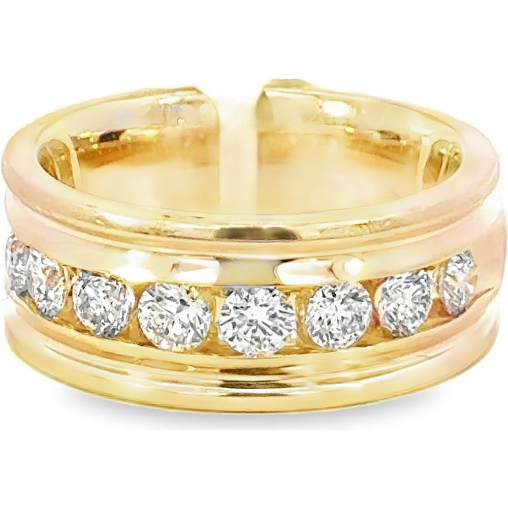 14K Yellow Gold Men's Channel Set Round Diamond Band - 1.65 Carat Total Diamond Weight by Auriventus