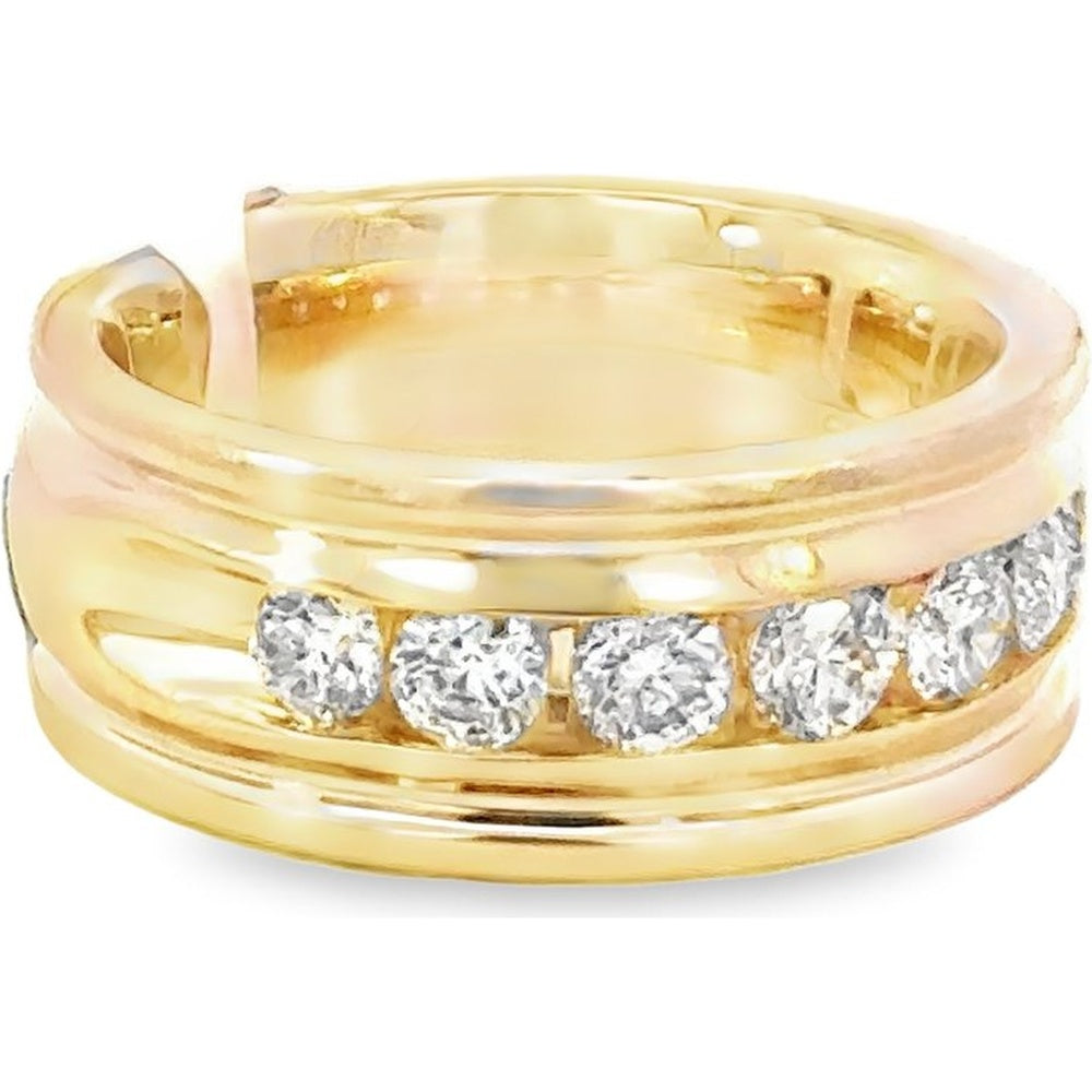 14K Yellow Gold Men's Channel Set Round Diamond Band - 1.65 Carat Total Diamond Weight by Auriventus