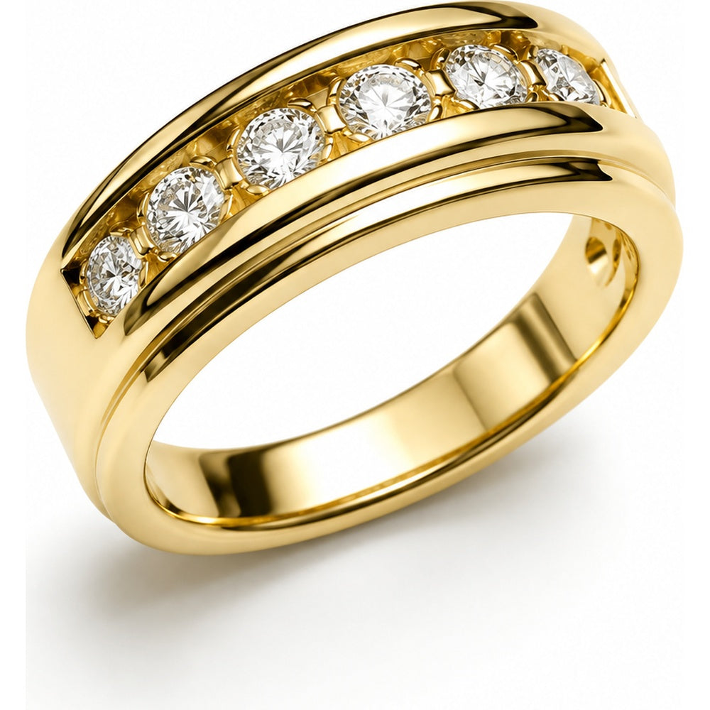 14K Yellow Gold Men's Channel Set Round Diamond Band Ring - 1.06 Carat Total Diamond Weight by Auriventus