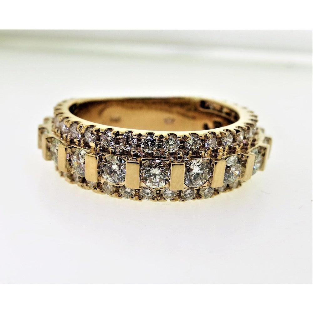 14K Yellow Gold Men's Channel Set Round Diamond Band Ring - 2.82 Carat Total Diamond Weight by Auriventus