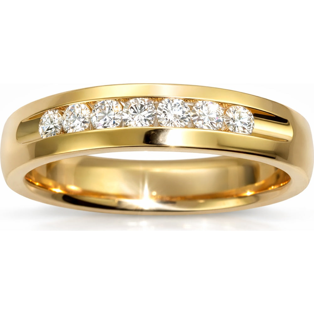 14K Yellow Gold Men's Channel Set Round Diamond Wedding Band - 0.55 Carat Total Diamond Weight by Auriventus