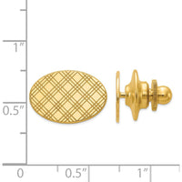 14K Yellow Gold Men's Checkered Pattern Oval Tie Tac - Polished Finish by 0
