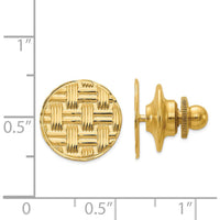 14K Yellow Gold Men's Circular Basketweave Textured Tie Tac - 12.93mm by 0