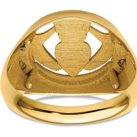 14K Yellow Gold Men's Claddagh Ring Mounting with Polished Finish - Size 8 to 12 by IBGoodman