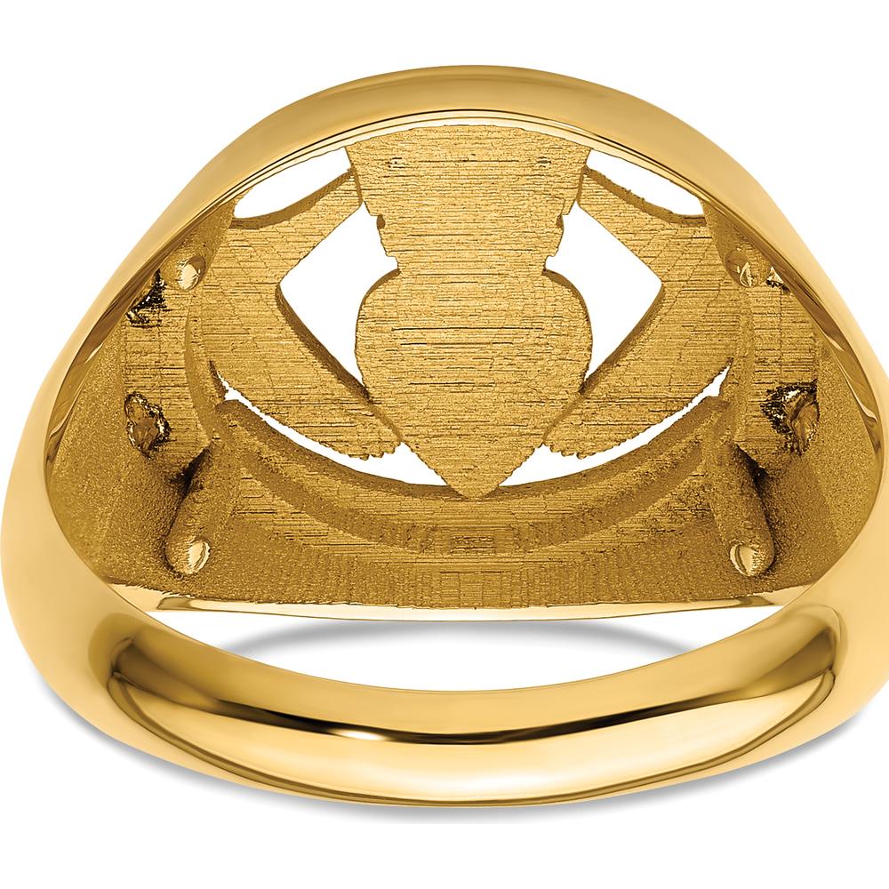 14K Yellow Gold Men's Claddagh Ring Mounting with Polished Finish - Size 8 to 12 by IBGoodman
