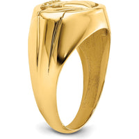 14K Yellow Gold Men's Claddagh Ring Mounting with Polished Finish - Size 8 to 12 by IBGoodman