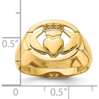 14K Yellow Gold Men's Claddagh Ring Mounting with Polished Finish - Size 8 to 12 by IBGoodman