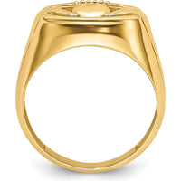 14K Yellow Gold Men's Claddagh Ring with Crowned Heart and Hands Motif by Oro Pregiato