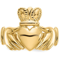 14K Yellow Gold Men's Claddagh Ring with Textured Band and Polished Finish by Oro Pregiato