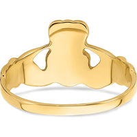 14K Yellow Gold Men's Claddagh Ring with Textured Finish - Symbol of Love and Loyalty by Oro Pregiato