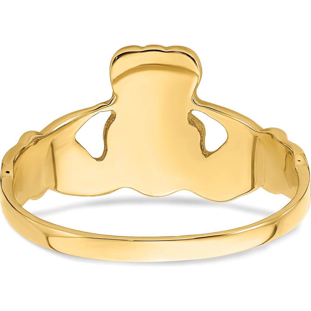 14K Yellow Gold Men's Claddagh Ring with Textured Finish - Symbol of Love and Loyalty by Oro Pregiato