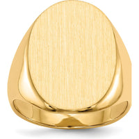 14K Yellow Gold Men's Closed Back Signet Ring with Polished and Satin Finish - Size 8-12 by 0