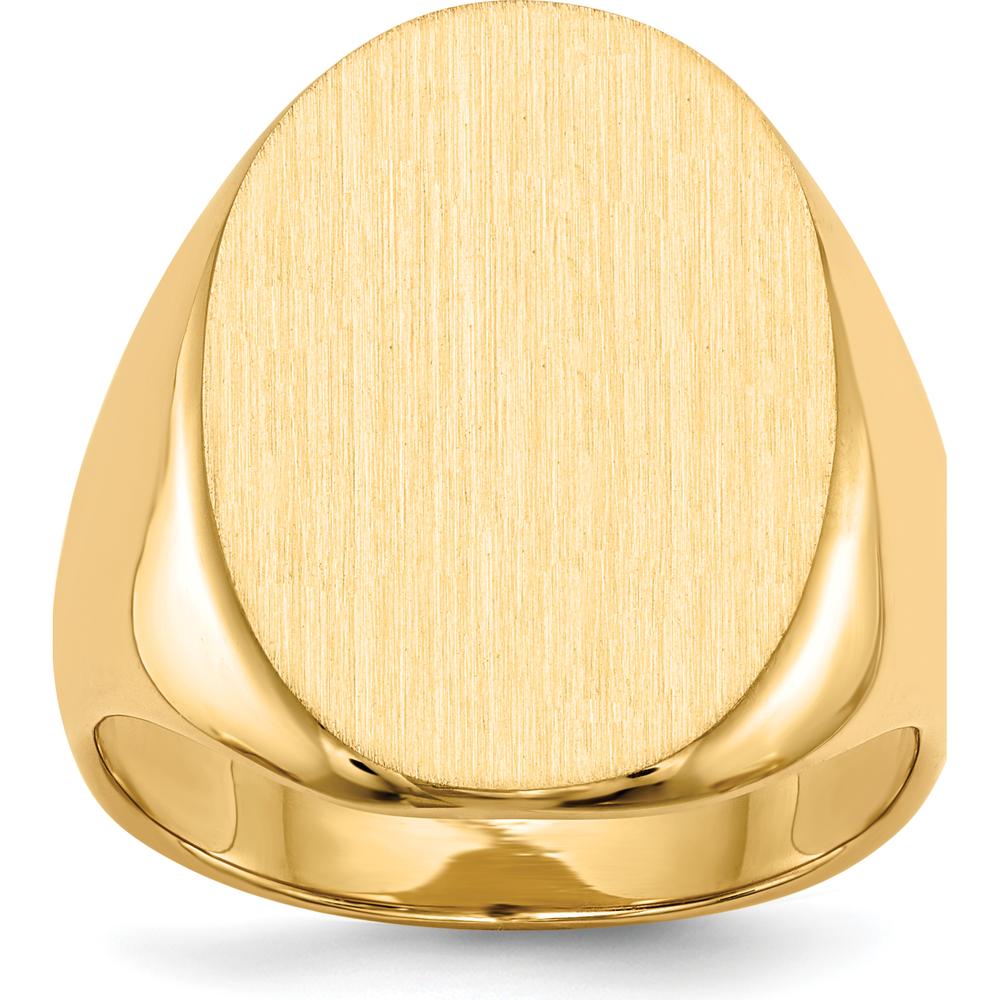 14K Yellow Gold Men's Closed Back Signet Ring with Polished and Satin Finish - Size 8-12 by 0