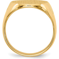 14K Yellow Gold Men's Closed Back Signet Ring with Polished and Satin Finish - Size 8-12 by 0