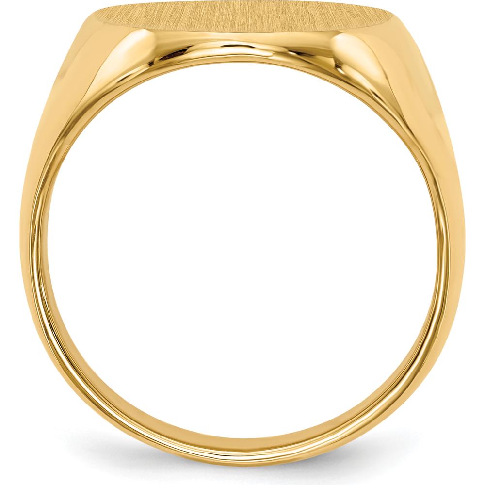 14K Yellow Gold Men's Closed Back Signet Ring with Polished and Satin Finish - Size 8-12 by 0