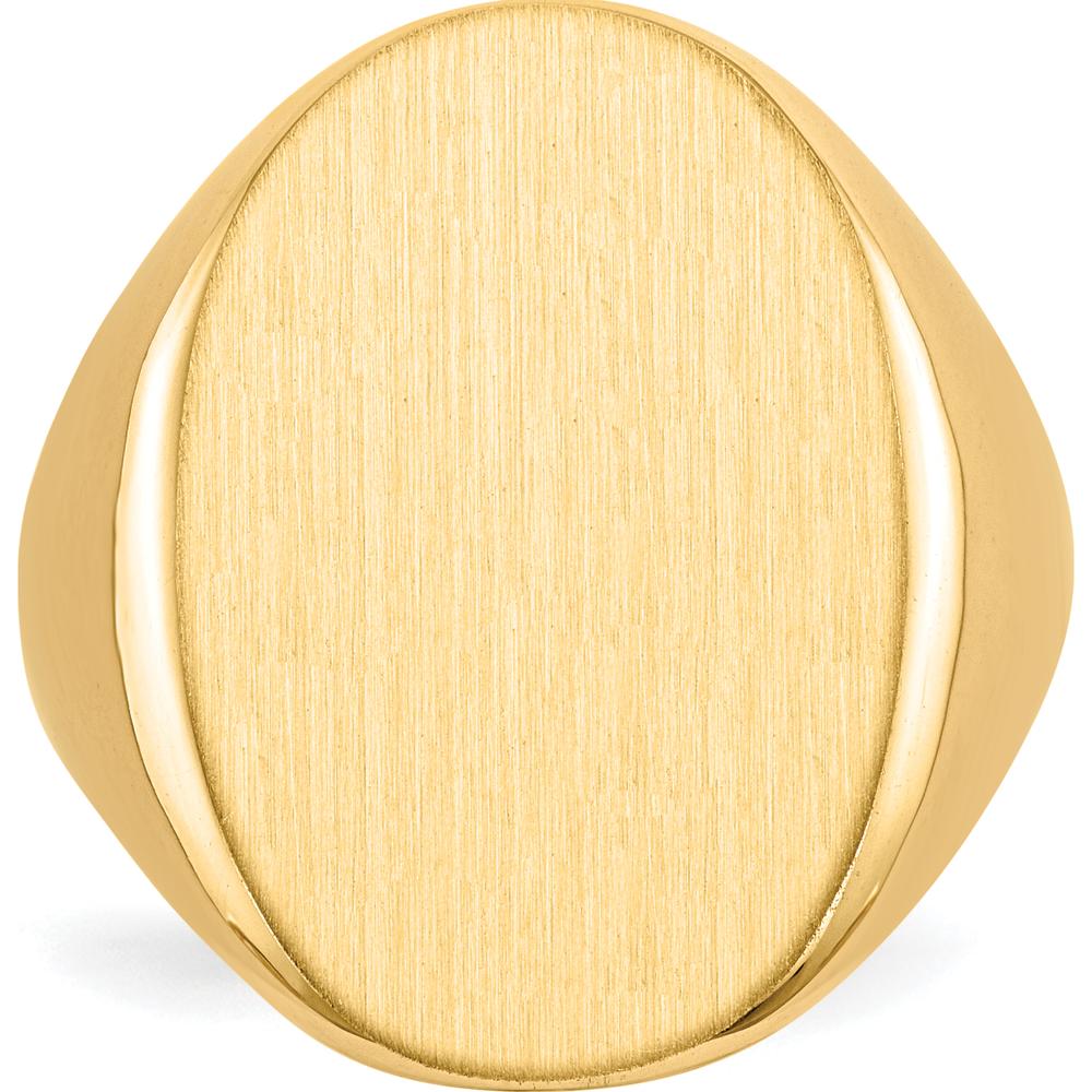 14K Yellow Gold Men's Closed Back Signet Ring with Polished and Satin Finish - Size 8-12 by 0