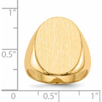 14K Yellow Gold Men's Closed Back Signet Ring with Polished and Satin Finish - Size 8-12 by 0